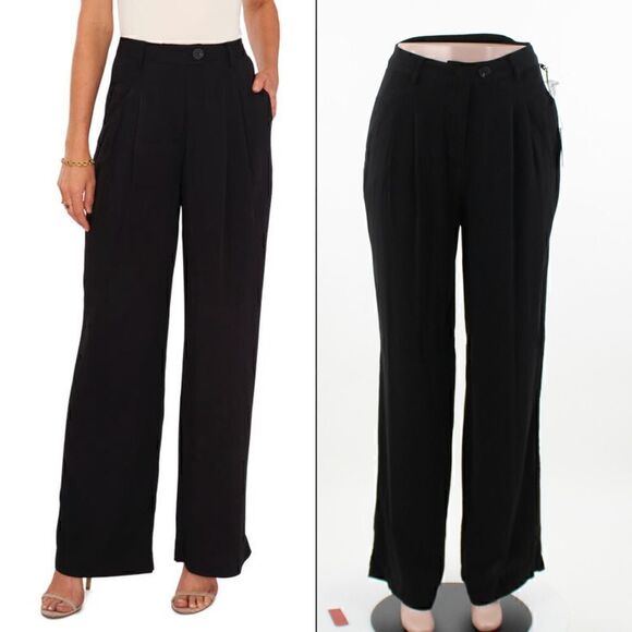 1.STATE Pleated Trousers in Rich Black - Picture 1 of 5